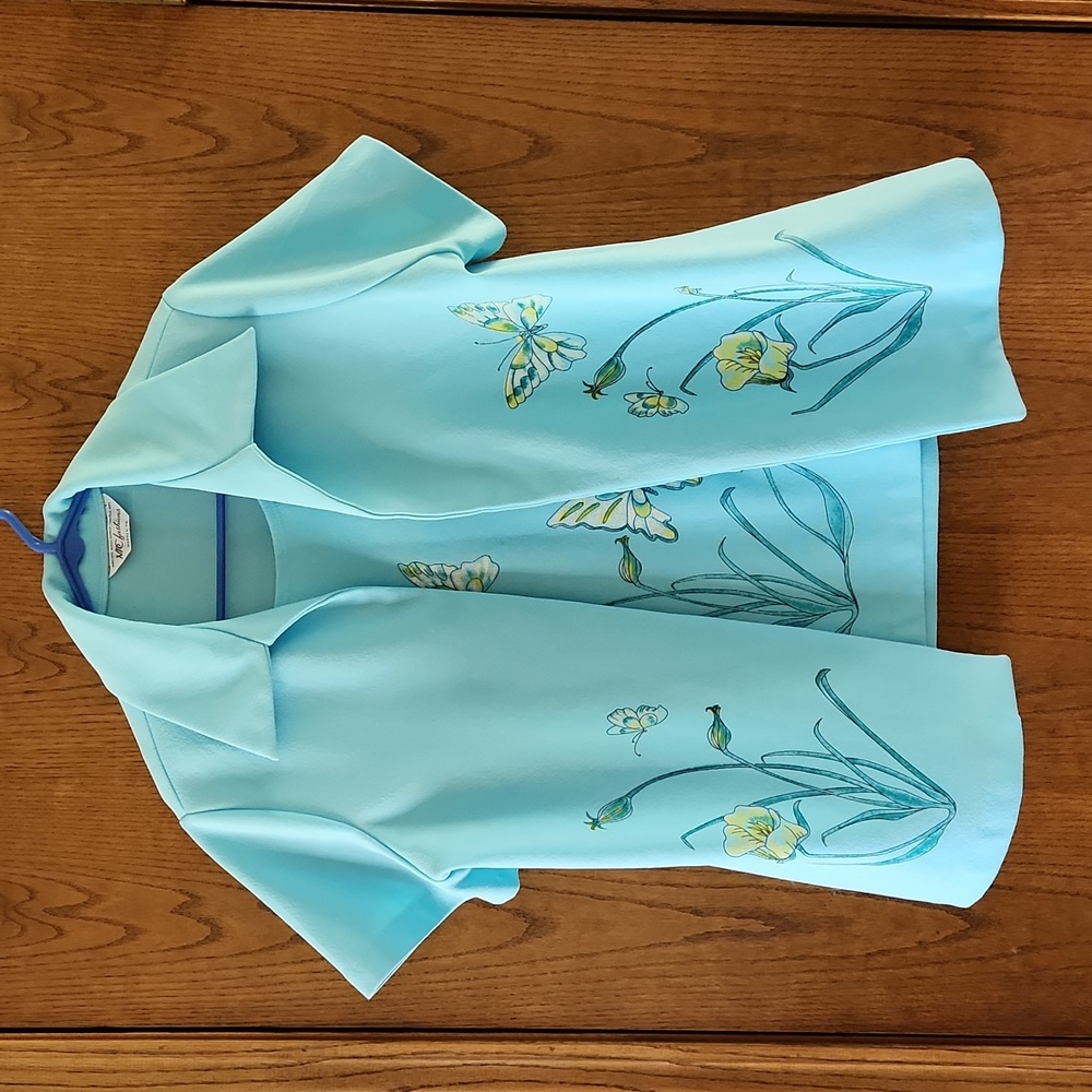 Vintage sleeveless butterfly shell and matching jacket; Bust 44" Sz XL